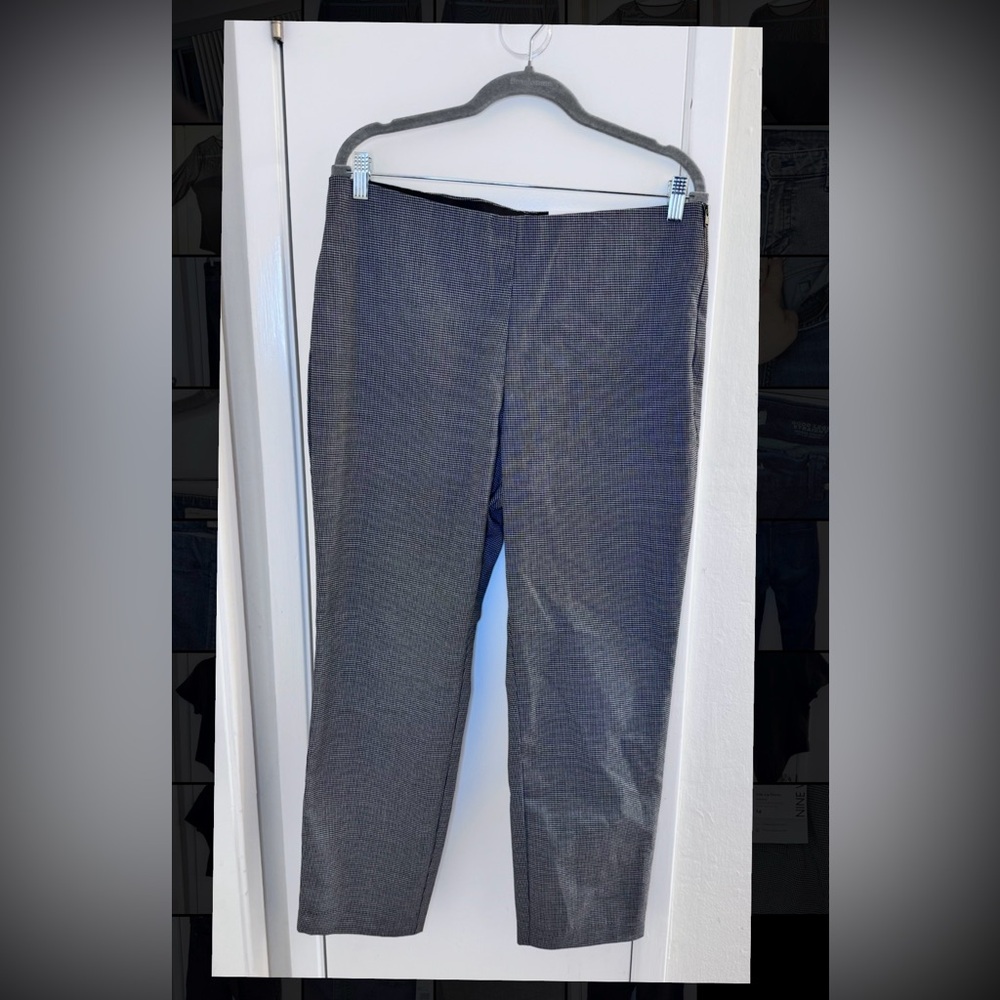 NWT Nine West Side-Zip Skinny Pants – Black & White Micro-Chec